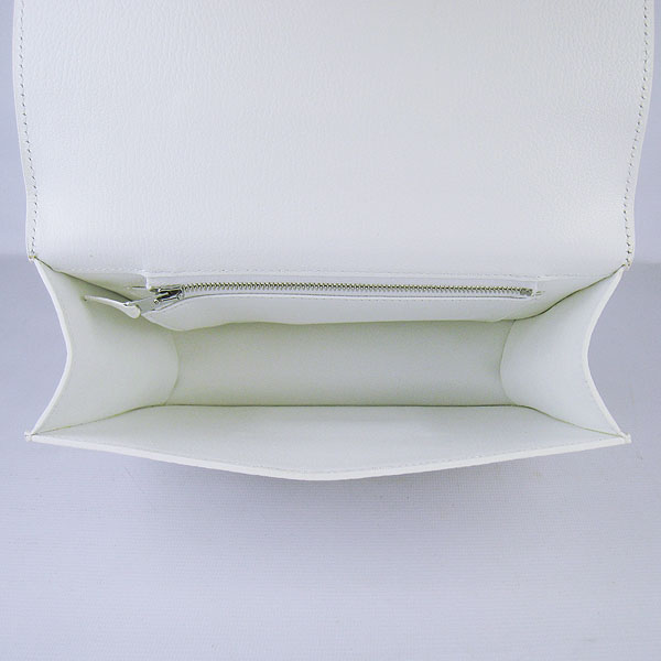 7A Hermes Oxhide Leather Message Bag White H017 - Click Image to Close